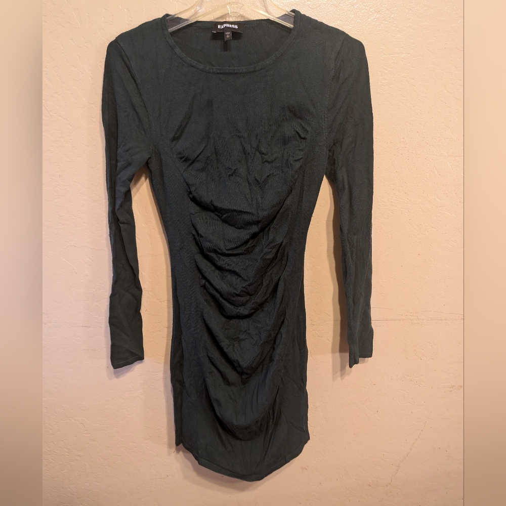Express Black Ruched Long Sleeve Blouse